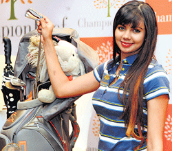 geared up: Golfer Sharmila Nicollet at a press conference on Wednesday. dh photo