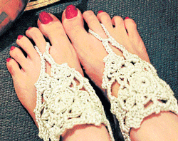 Unique: Barefoot sandals are comfortable yet glamorous to wear at home.