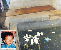 The water sump where the two children Gagan and Bharath drowned in Bangalore. DH Photo