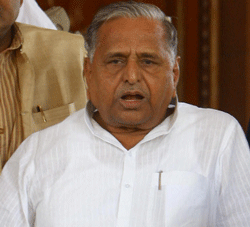 SP chief Mulayam Singh Yadav at Parliament House in New Delhi on Thursday during the ongoing Budget session. PTI Photo