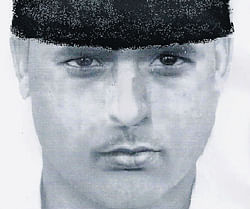 A sketch released by the Delhi Police of a suspected Hizbul Mujahideen terrorist in New Delhi on Sunday. PTI