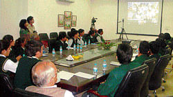 INTELLECTUAL: Video conferencing progresses between the students of India and Pakistan.