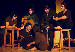 staged: A moment from Norway Today, presented by theatre group of Ramjas College.