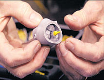 Atlanta cardiologist Dr. Spencer King demonstrates how a catheter is used to repair a diseased heart valve, at an American College of Cardiology conference in San Francisco. Many problems that used to require open-heart surgery now can be treated with minimally invasive procedures.AP