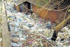 Garbage is dumped beside a road in Deralakatte.