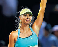 CELEBRATION&#8200;TIME: Russias Maria Sharapova acknowledges the crowd after beating Klara Zakopalova of the Czech Republic in the Sony Open on Monday. AFP photo