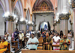 In prayer: People gather for the Lent mass at St Marys Basilica in Shivajinagar. DH Photo by Janardhan B K