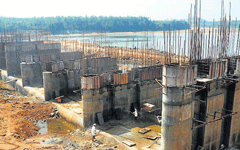 A file photo of new Tumbe vented dam which is under construction. DH Photo