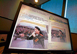 Websites displaying an undated photo of Chinas new first lady Peng Liyuan in younger days. ap
