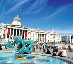 A view of Trafalgar Square in Central London.