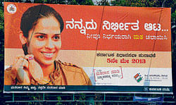 Election Commissions hoarding encouraging citizens to  exercise their franchise, put up in Bangalore. dh Photo