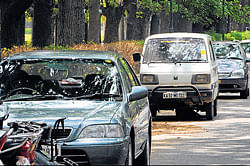 A part of Cubbon Park has been given away for IPL  parking. DH PHOTOS BY B H SHIVAKUMAR