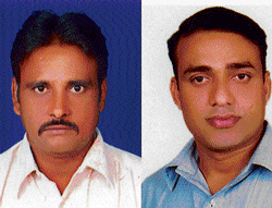 Builders Jamil (L) and Salim Shaikh who were arrested in connection with the collapse of the building in Mumbai. PTI