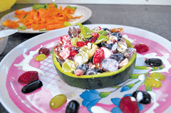 A fruit salad prepared by the participants.