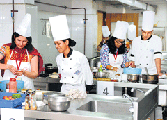 Participants at the cooking contest.