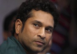 Cricketer Sachin Tendulkar during the launch of a computer security product in New Delhi on Friday. PTI Photo