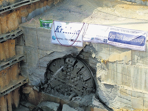 The tunnel boring machine on North-South corridor achieved a breakthrough at City Market on Monday.