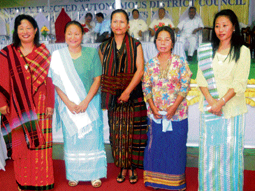 Hatlhing Doungel (second from right) with other women Autonomous District Council (ADC) members.
