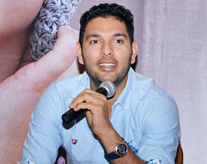 Cricketer Yuvraj Singh during inauguration of a Cancer Detection Centre in Ranchi on Tuesday. PTI Photo