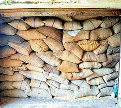 A file photo of food grains stored in a godown in Madikeri.