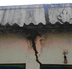 Collateral damage: Houses in Kenchanakuppe near Bidadi have developed cracks due to indiscriminate quarrying. dh photo