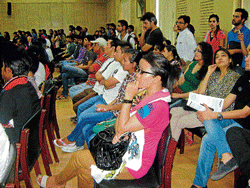 Quiz time: Students had a tough time eliciting answers to their queries at the DU Open House.