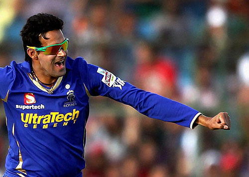 Rajasthan Royals' Ajit Chandila during the IPL match. Ajit Chandila and two others have been reportedly arrested for spot-fixing in the Indian Premier League. File PTI Photo