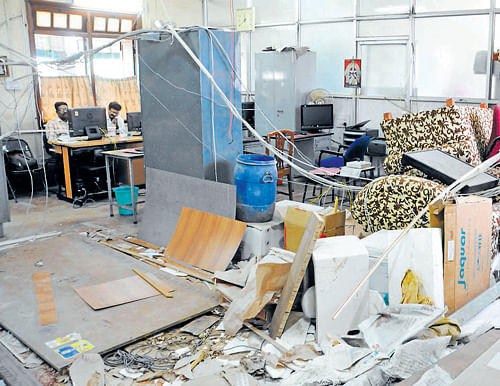 The office of the personal secretary to the chief minister is in a mess due to renovation work. DH Photo
