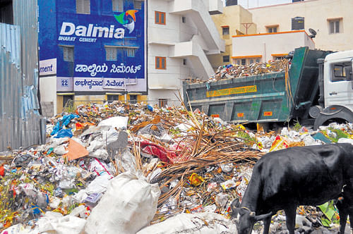Garbage collected at the playground in and around  Kamakshipalya. dh photo