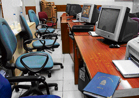A BBMP office wears a deserted look as Palike computer  operators go on an indefinite strike on Monday. dh photo