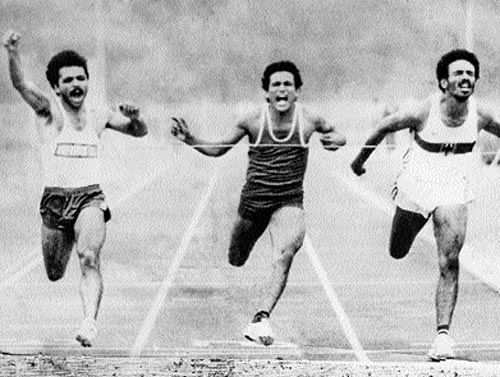blast from the past: Anand Shetty (centre) in action during the 1982 Asian Games trials in New Delhi, where he finished third behind Adille Sumariwalla (left) and Sunil Abraham (right).