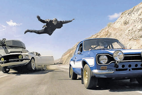 Roman (Tyrese Gibson) makes a death-defying leap in the movie.