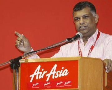 AirAsia's Group Chief Executive Officer (CEO) Tony Fernandes delivers his speech during a news conference to announce the group's new CEO for Malaysian operations in Sepang, outside Kuala Lumpur June 18, 2012.  Credit: Reuters