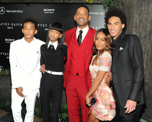 Actor Will Smith, center, poses with his family, from left, actor Jaden Smith, singer Willow Smith, actress Jada Pinkett Smith and actor Trey Smith at the 'After Earth' premiere at the Ziegfeld Theatre on Wednesday, May 29, 2013 in New York. AP Photo