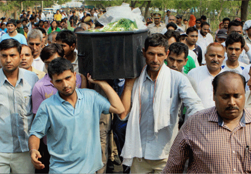 Body of the acid attack victim Preeti Rathi being carried for cremation in New Delhi on Monday. Delhi resident Preeti Rathi, who was battling for her life at Bombay Hospital for the last one month after a man threw acid on her, passed away on Saturday PTI Photo