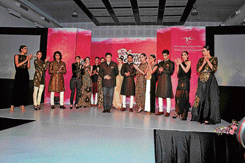 centre stage Fashion designer Raghavendra Rathore shares the stage with the winners.