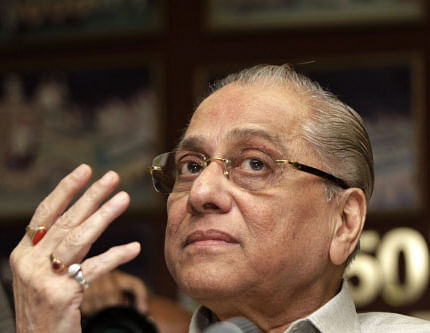 Jagmohan Dalmiya, who was Sunday named the interim head of the Board of Control for Cricket in India (BCCI) gestures during a press conference in Kolkata, India, Monday, June 3, 2013. The president of the BCCI, Narainswamy Srinivasan, agreed to step aside but not resign while the ongoing spot-fixing scandal in the Indian Premier League is being investigated. AP Photo.