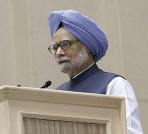 Prime Minister Manmohan Singh addresses a conference of the Chief Ministers of various states on Internal Security in New Delhi on Wednesday, June 5, 2013. AP Photo