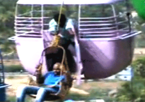 Rescue team bringing down a trapped pilgrim. A screen grab from NDTV