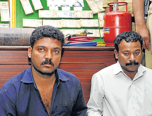 Partners in crime: Raghu, Sunil and Mahesh, who have been arrested for Canara Bank ATM heist. dh Photo