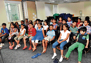 Attentive: Children attending the workshop.