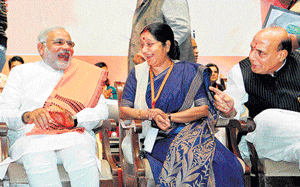 Narendra Modi and Sushma Swaraj. Photos by Chaman Gupta.