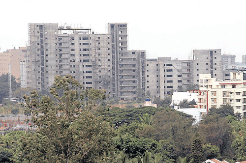 No lung space: Residents of Whitefield are worried about the rampant construction  work in  the area.
