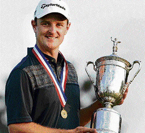steely stuff: Justin&#8200;Rose is a picture of delight after securing a nervy victory to lift the US Open at the Merion Golf Club on Sunday. AFP