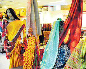 good collection: Handwoven items on display.