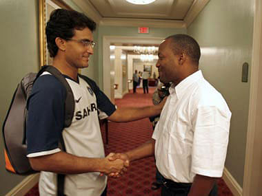 Lara with Ganguly. File image Reuters