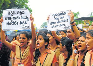 Students take to streets in Udupi