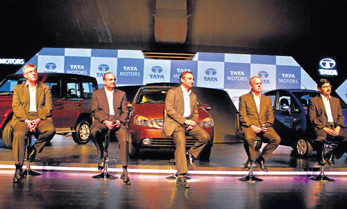 READY&#8200;TO&#8200;ROLL: Tata Motors Managing Director Karl Slym (extreme left) and top executives of the company gathered in Pune last week to roll out a clutch of new cars and SUVs. The company has some work lying ahead of it while pushing its HORIZONEXT product strategy for year 2020.