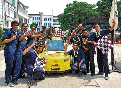 race it Students of Manav Rachna International University with their fuel efficient formula one racing car.