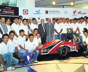 Manipal University Chancellor Dr Ramdas M Pai launches Formula Manipal car in Manipal             on Monday.